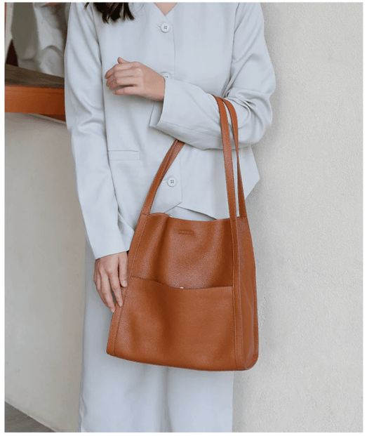 🔥⏰Solid color simple genuine leather shoulder bag🔥