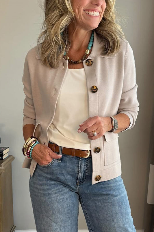 🥳Flash Sale: 50% Off 🔥Women's Solid Color Lapel Single-Breasted Short Jacket