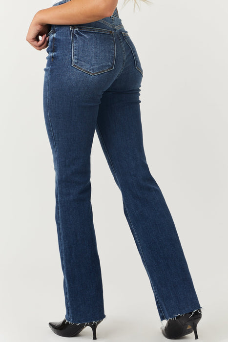 Blue Mid-Rise Tummy Tuck Bootcut Jeans(Buy 2 Free Shipping)