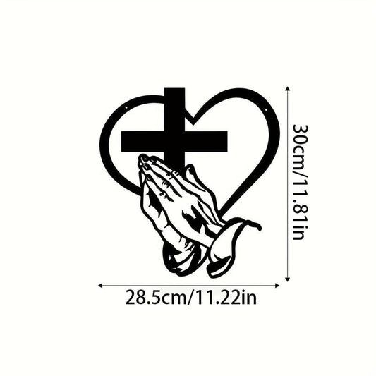❤️Elegant Metal Christian Heart & Cross Wall Art