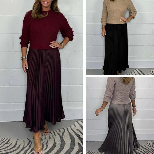 ❄️Winter Hot Sale 49% OFF🔥Women’s Stylish and Elegant Round-neck Pleated Dress