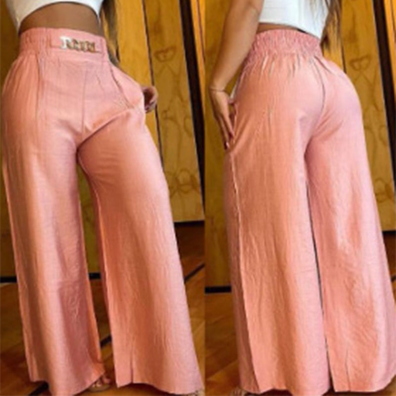 50% off Women's Solid-Color High-Waisted Wide-Leg Pants