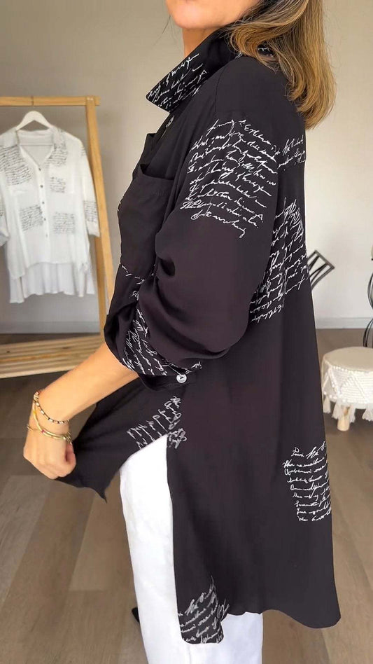 Letter Print Fashion Lapel Shirt (Buy 3 Free Shipping)