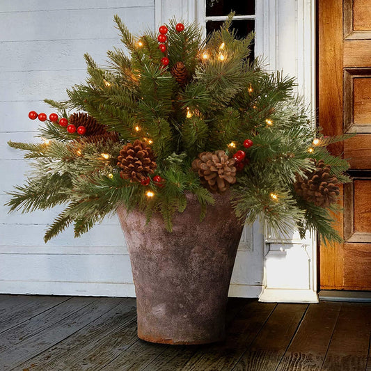 🎄🔥Pre-lit Artificial Christmas Tree Feel Real Urn Filler