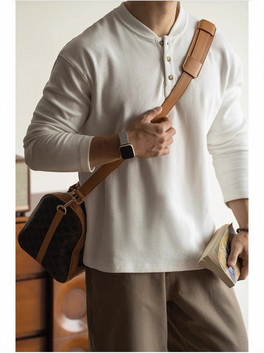 💥2025 HOT SALE💥Men's Cotton Waffle-Knit Thermal Henley Shirt Long Sleeve