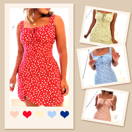 ✈️Floral Print Spaghetti Strap Mini Dress