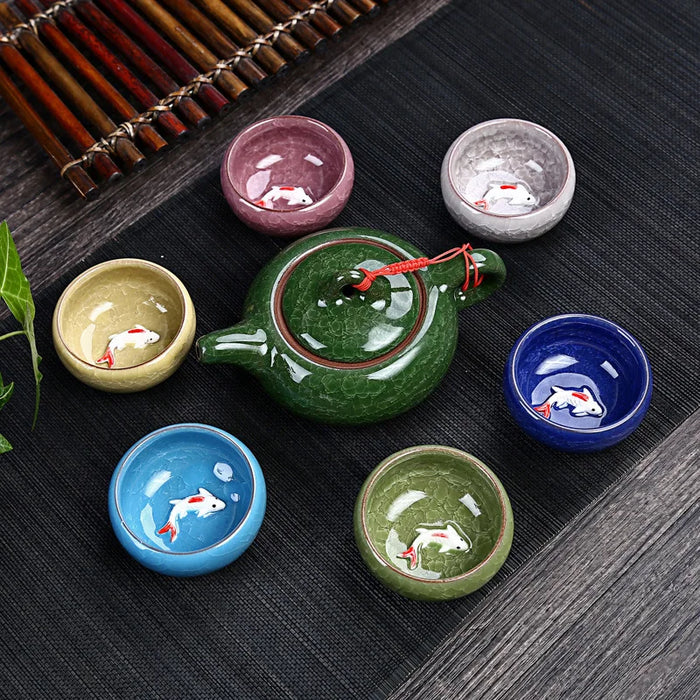Colorful Koi Tea Set