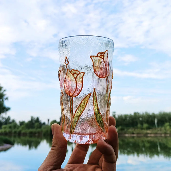 Stained Glass Handprinted Flower Cup