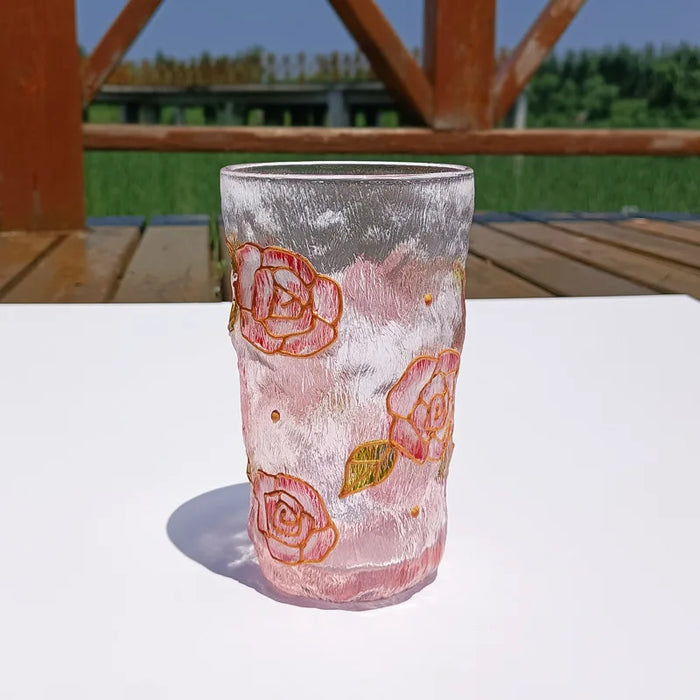 Stained Glass Handprinted Flower Cup