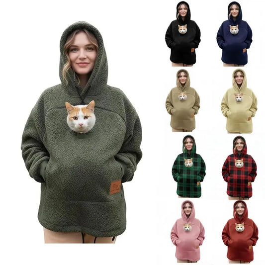 💥🐱Pet-Walking Essential - Hoodie With Built-In Pet Pouch, Hands-Free Convenience✨