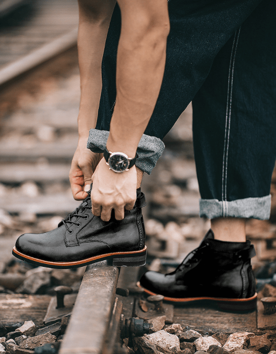 🔥Hot Sale🎁🎉Mens Genuine Leather Waterproof Non-slip Arch Support Vintage Casual Chukka Boots