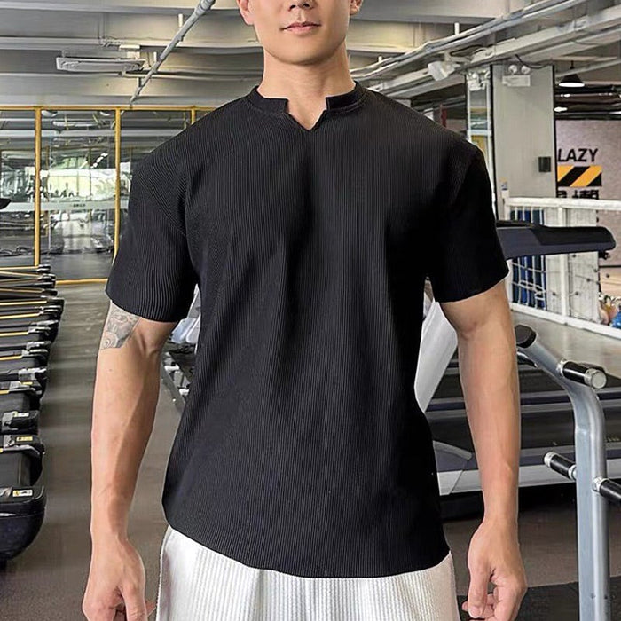 Men's V-Neck Short Sleeve Muscle Athletic Workout T-Shirts