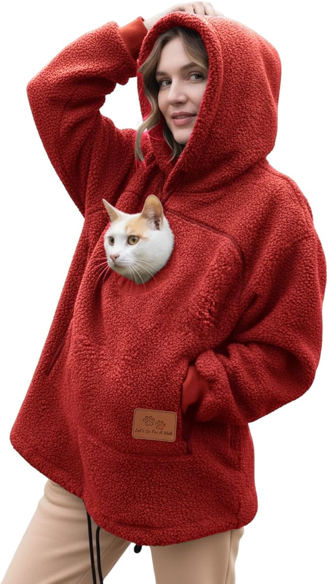 💥🐱Pet-Walking Essential - Hoodie With Built-In Pet Pouch, Hands-Free Convenience✨