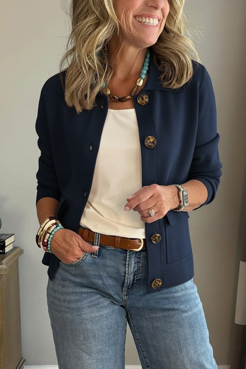🥳Flash Sale: 50% Off 🔥Women's Solid Color Lapel Single-Breasted Short Jacket