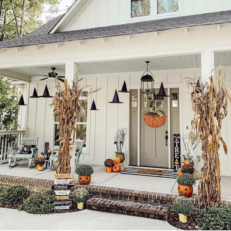 🔥🍁 Farmhouse Pumpkin Wreath For Front Door