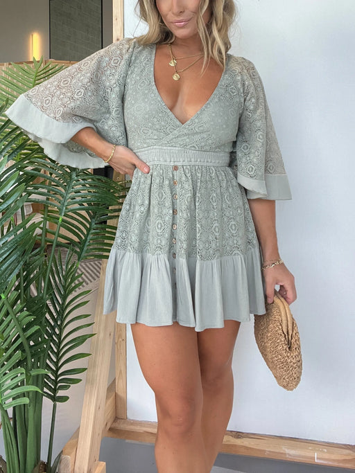 Women's Lace Crochet Dress Built-in Shorts