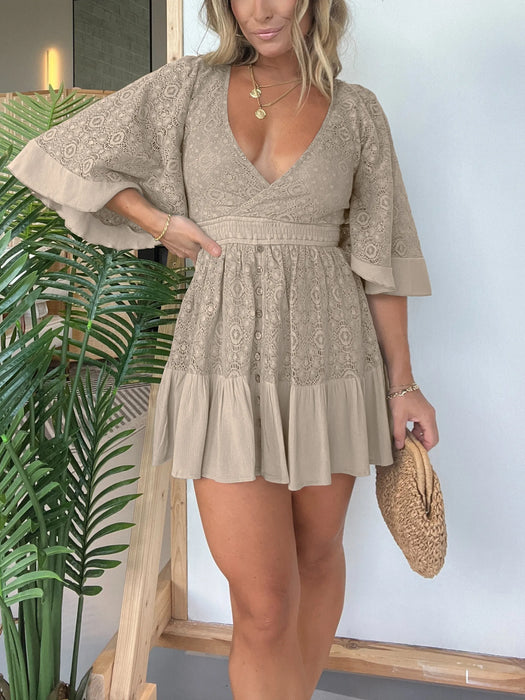 Women's Lace Crochet Dress Built-in Shorts