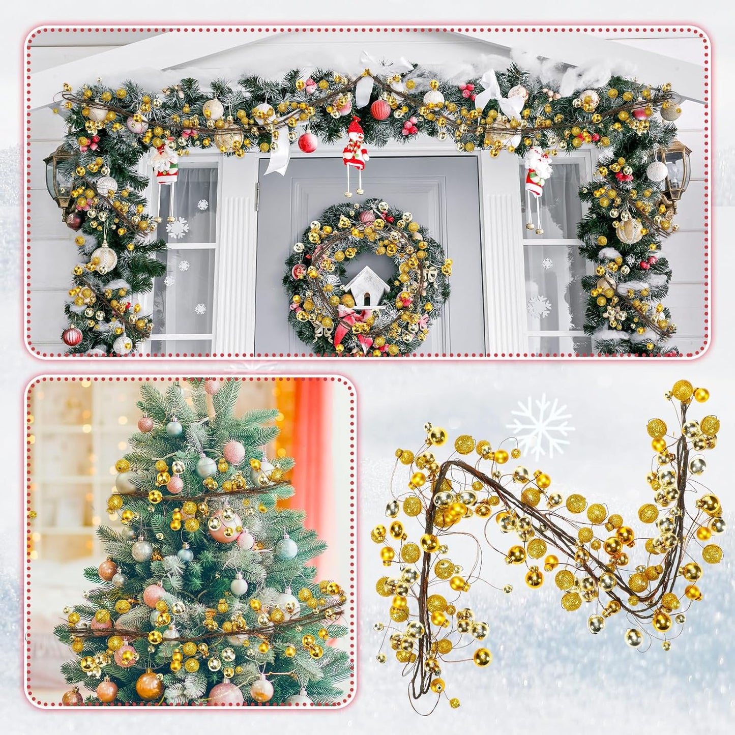 Classic Christmas Ball Garland - 6ft of Festive Elegance! 🎄✨