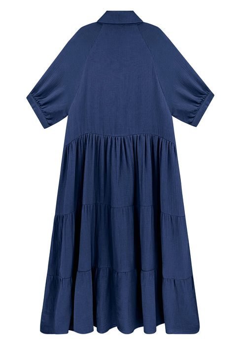 Summer Cotton Half Sleeves Midi Dress with Pockets