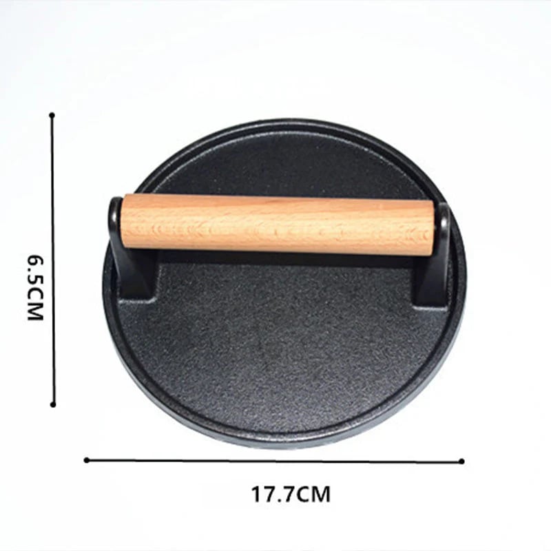Cast Iron Steak & Burger Press with Wood Handle