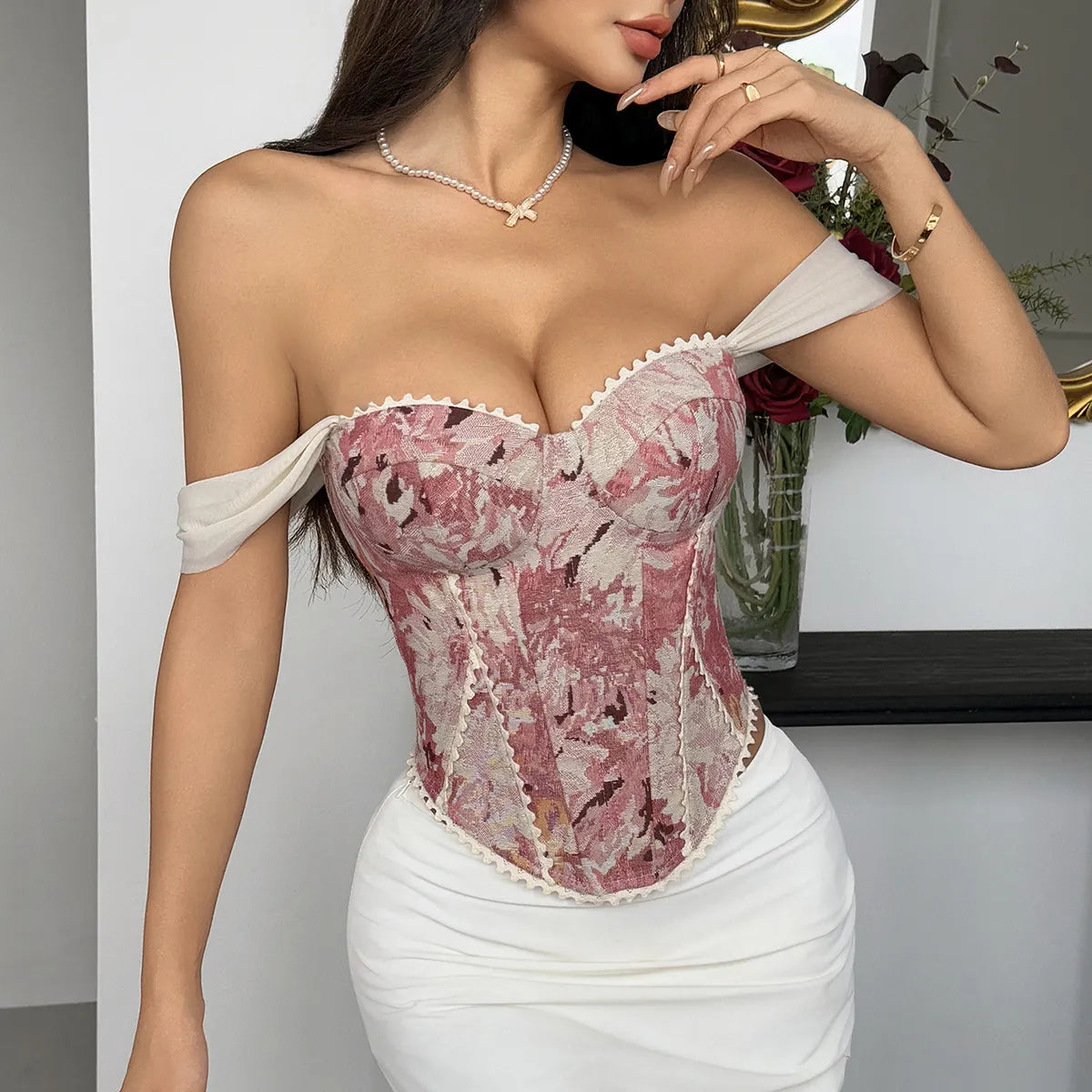 French Retro Jacquard Corset
