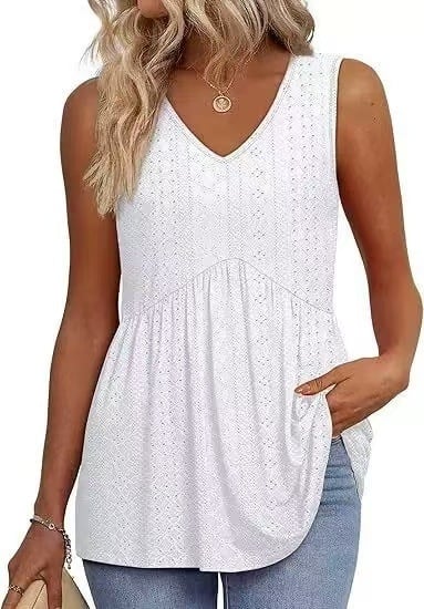 2026 Women's Flowy Peplum Tank Top – V Neck Sleeveless Stretchy Summer Top