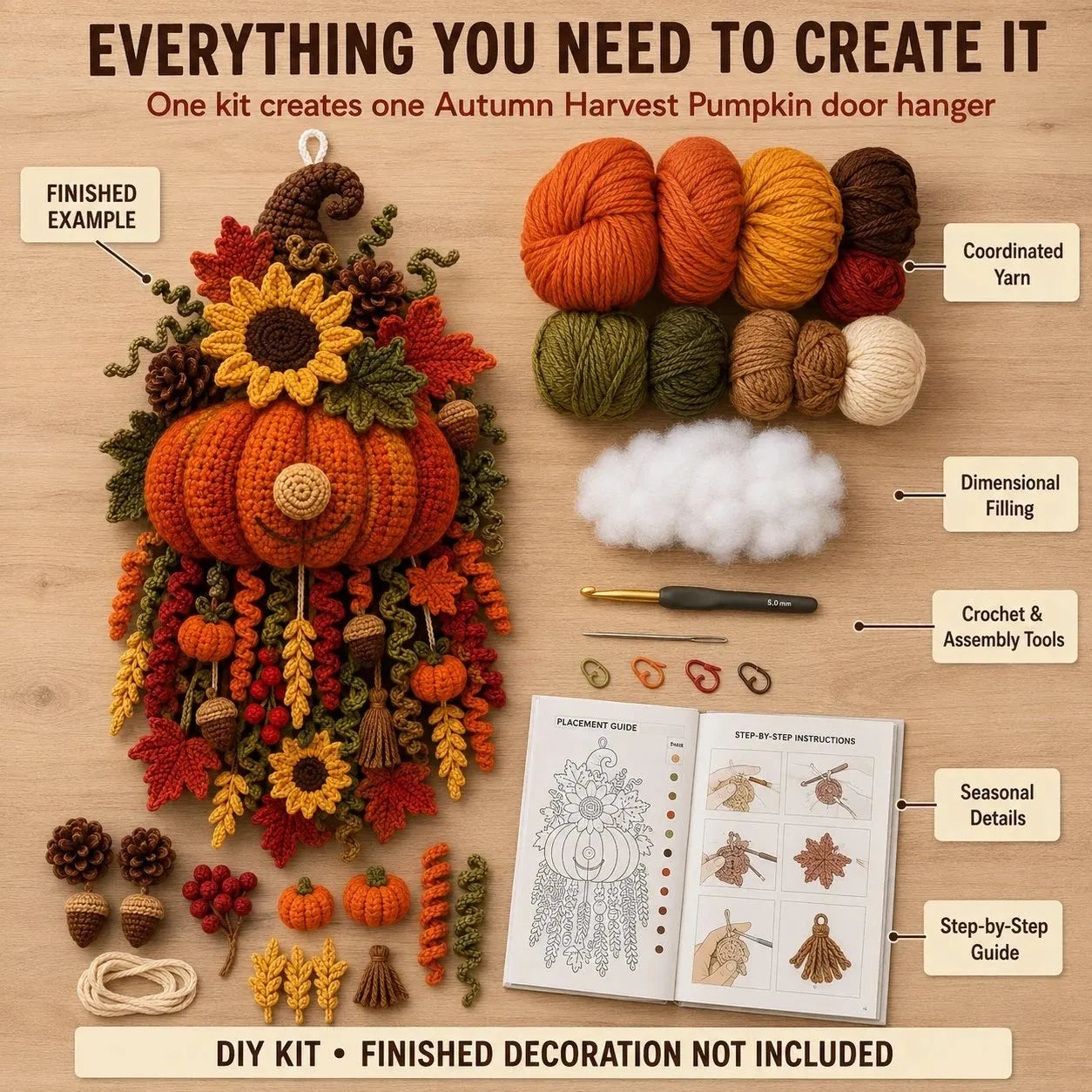 🔥 HOT SALE 🔥⏳ Last Day 49% OFF – 🧶 DIY Seasonal 3D Crochet Door Hanger Kit Collection | Coordinated Yarn, Filling, Accessories & Step-by-Step Instructions Included 💕