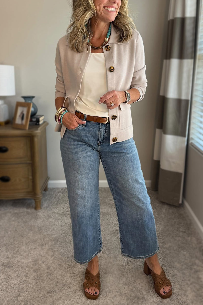 🥳Flash Sale: 50% Off 🔥Women's Solid Color Lapel Single-Breasted Short Jacket