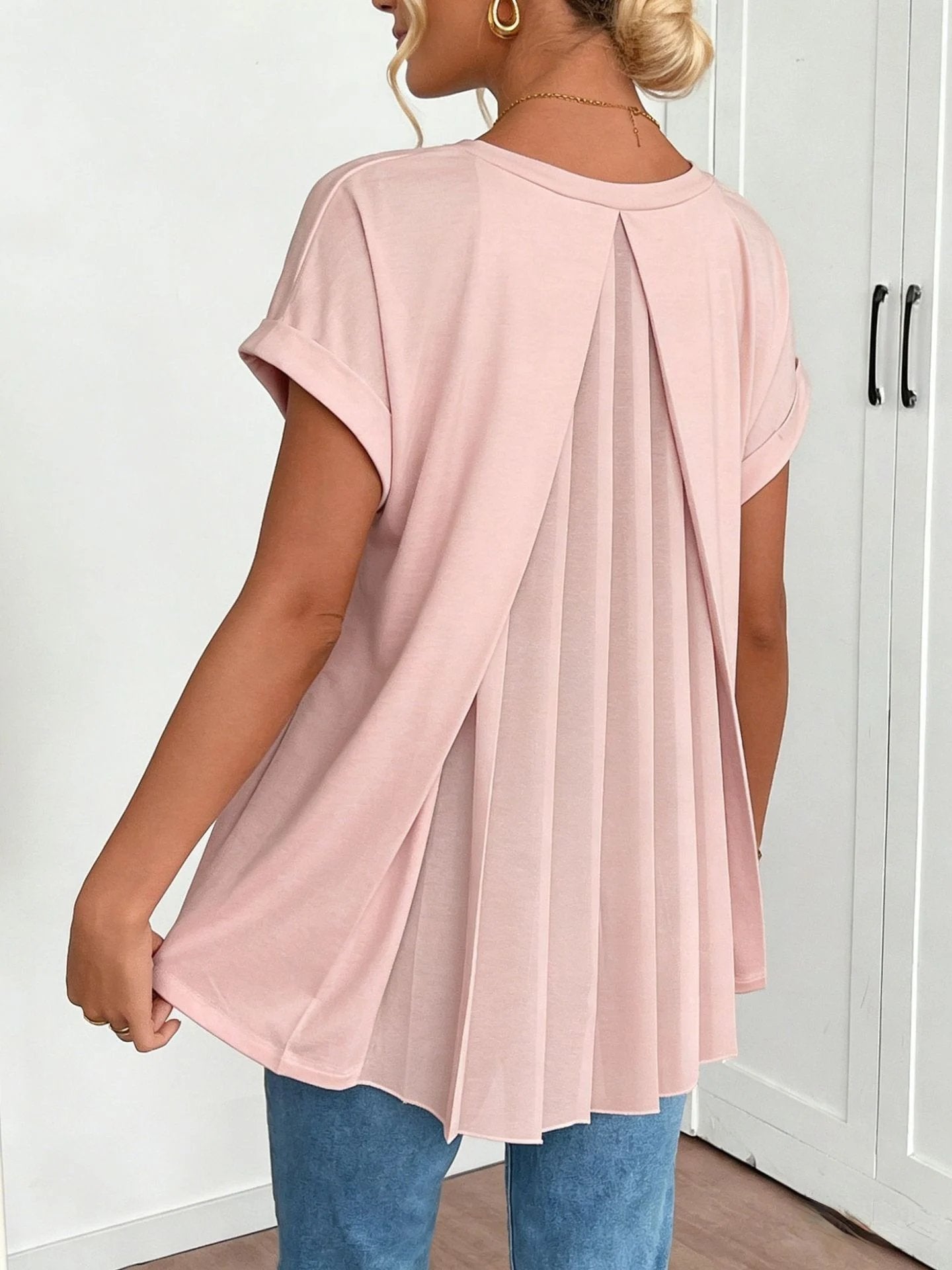 🔥Short-Sleeved Solid Color Patchwork T-Shirt