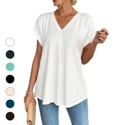 🔥Short-Sleeved Solid Color Patchwork T-Shirt