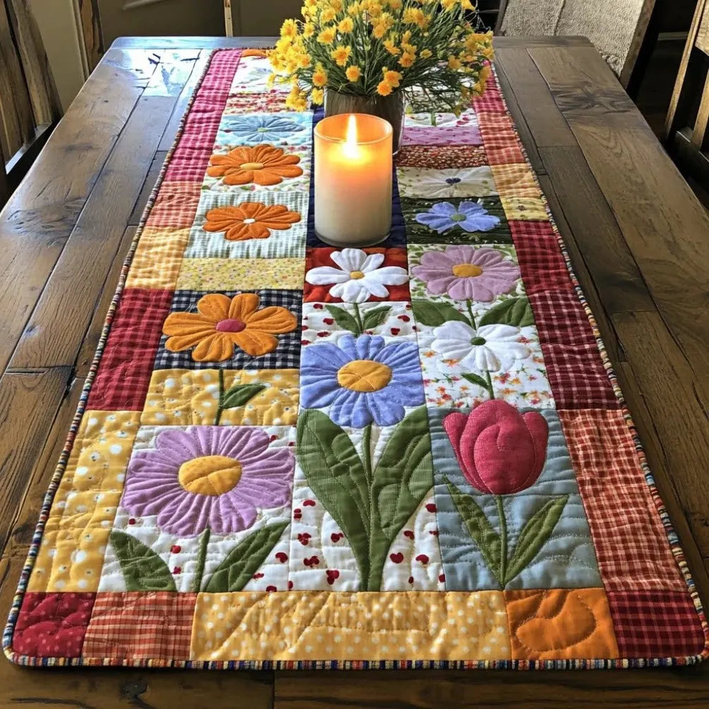 🍽️New Arrival: Quilted Table Runner with Vivid 3D Design
