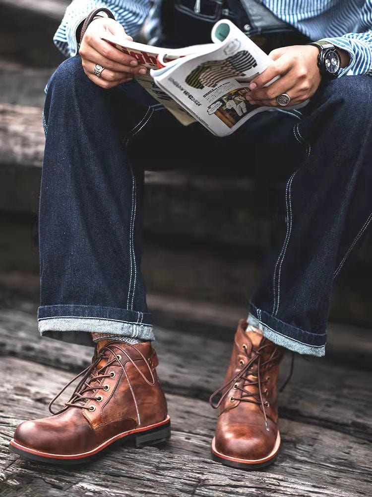 🔥Hot Sale🎁🎉Mens Genuine Leather Waterproof Non-slip Arch Support Vintage Casual Chukka Boots