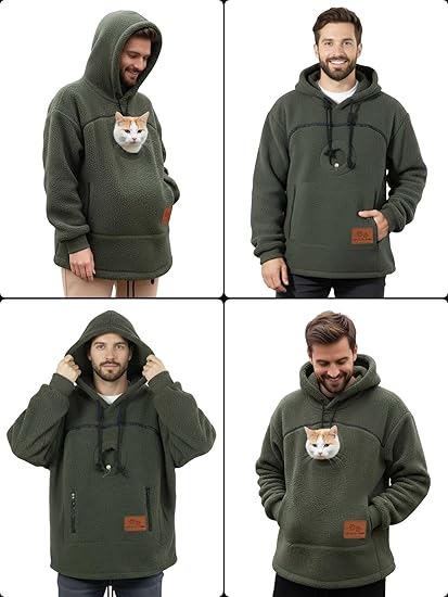 💥🐱Pet-Walking Essential - Hoodie With Built-In Pet Pouch, Hands-Free Convenience✨