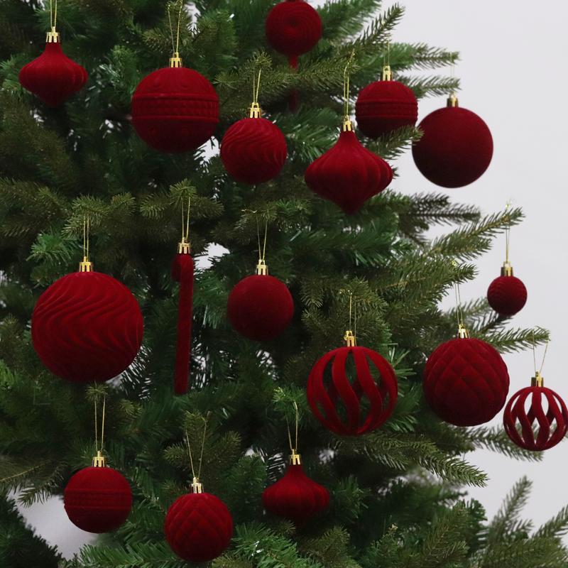 🎅Christmas Sale🎅 36 PCS Velvet Christmas Balls, Flocked Christmas Tree Ball Ornaments, Plastic Balls Xmas Decorative Hanging Ornaments Christmas Tree Decoration