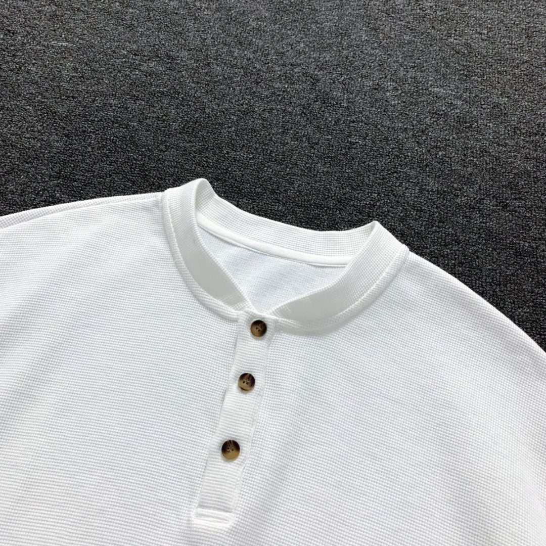 💥2025 HOT SALE💥Men's Cotton Waffle-Knit Thermal Henley Shirt Long Sleeve