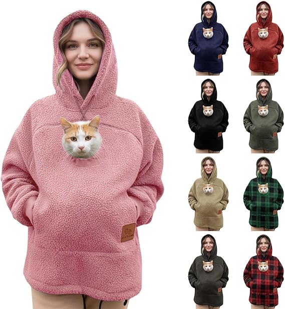 💥🐱Pet-Walking Essential - Hoodie With Built-In Pet Pouch, Hands-Free Convenience✨