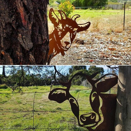 Outdoor garden farm peeping goat metal artwork interior decoration (meaning pastoral, natural and friendly)