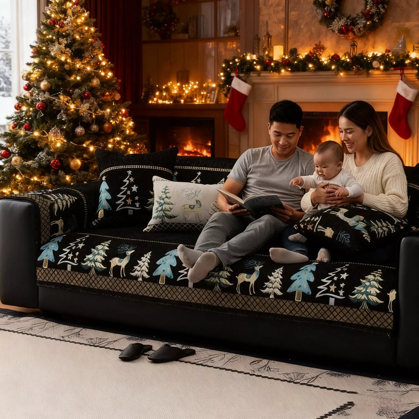 ⏰Plush Chenille Anti-Slip Couch Cover