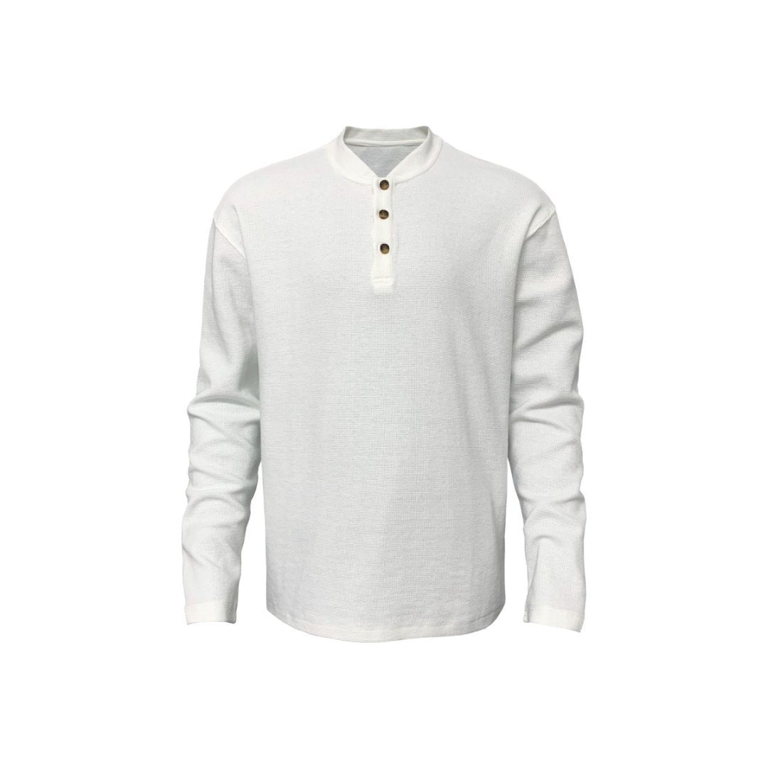💥2025 HOT SALE💥Men's Cotton Waffle-Knit Thermal Henley Shirt Long Sleeve