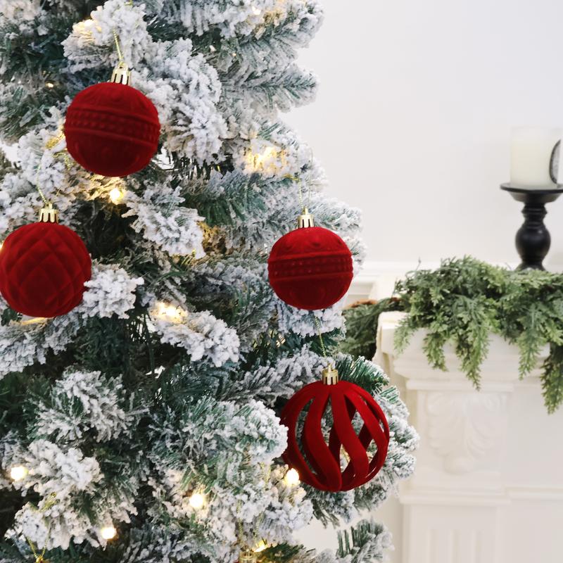 🎅Christmas Sale🎅 36 PCS Velvet Christmas Balls, Flocked Christmas Tree Ball Ornaments, Plastic Balls Xmas Decorative Hanging Ornaments Christmas Tree Decoration