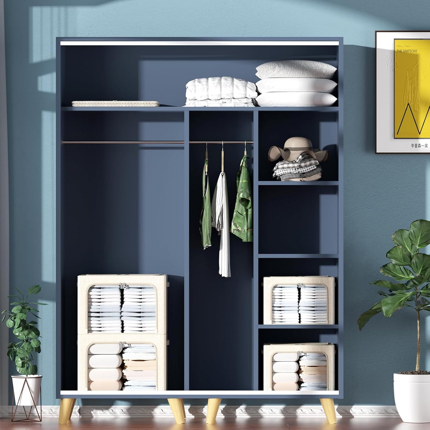 👍Extra-Large Foldable Fabric Storage Bins with Metal Frame