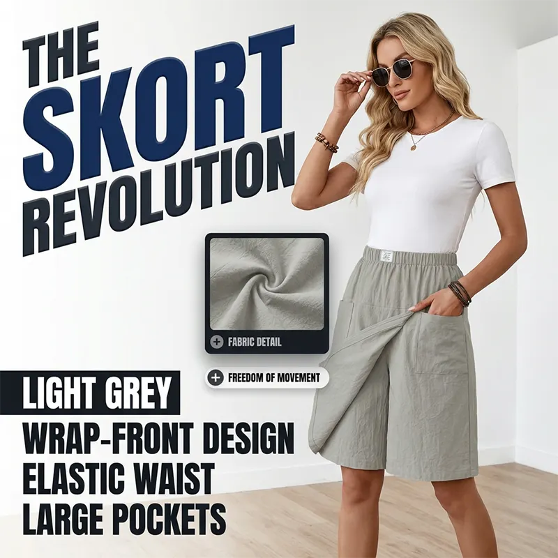 🩴Hot sale 50% off🩳Women's Casual Elastic Waist Wrap Skort