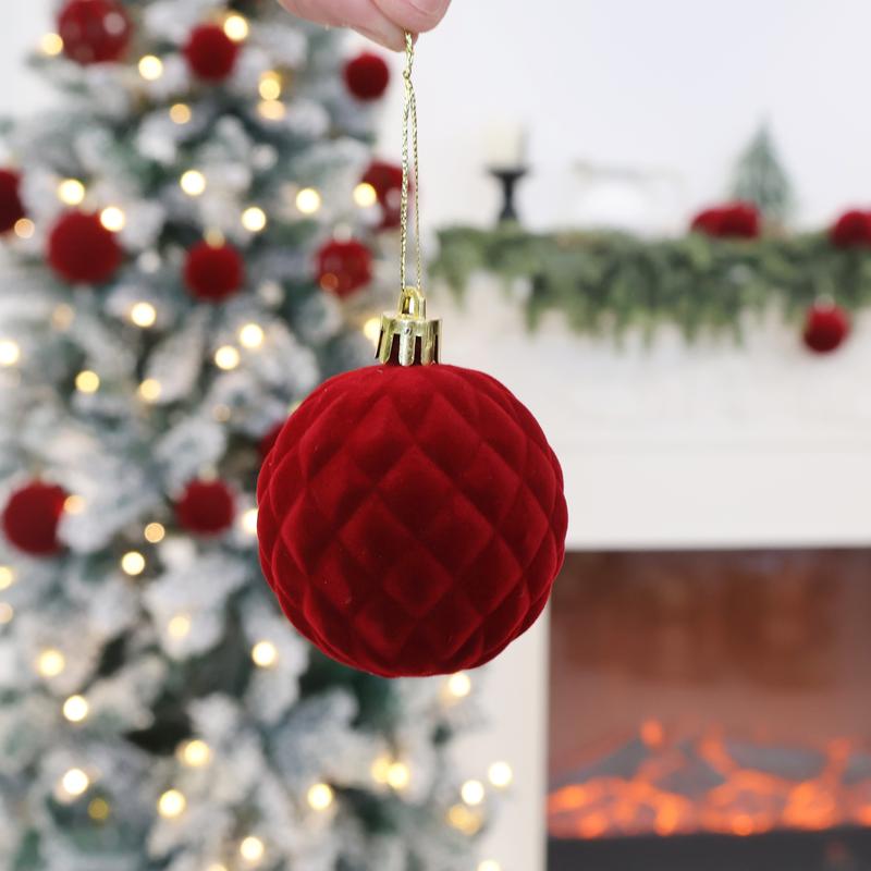 🎅Christmas Sale🎅 36 PCS Velvet Christmas Balls, Flocked Christmas Tree Ball Ornaments, Plastic Balls Xmas Decorative Hanging Ornaments Christmas Tree Decoration
