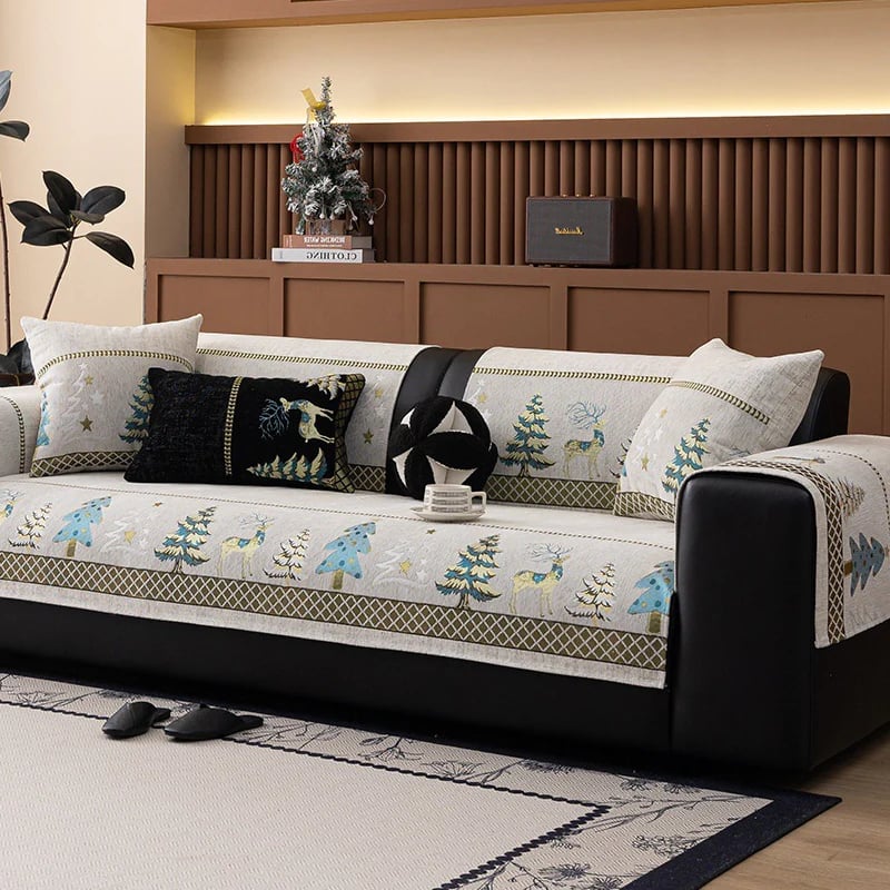 ⏰Plush Chenille Anti-Slip Couch Cover