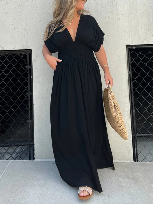 NEW IN 💗  SLIT V-NECK EFFORTLESS MAXI LONG DRESS