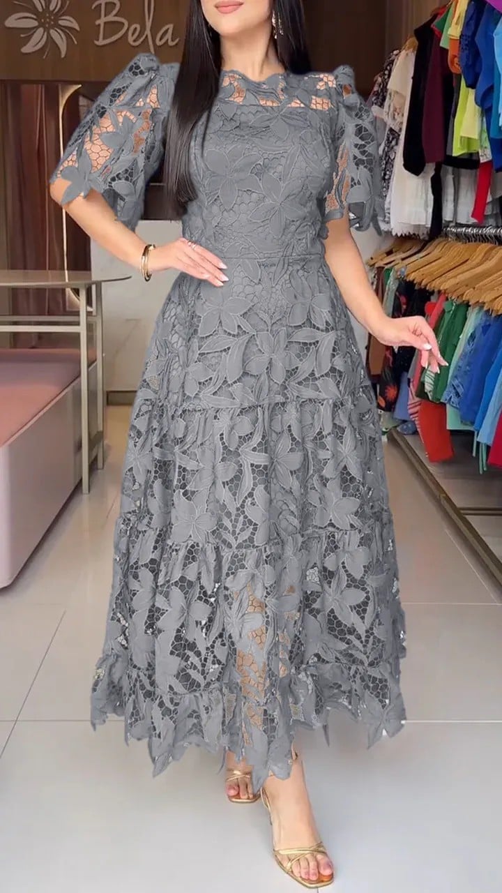 WOMEN'S ROUND NECK HOLLOW DRESS