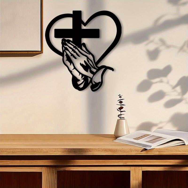 ❤️Elegant Metal Christian Heart & Cross Wall Art