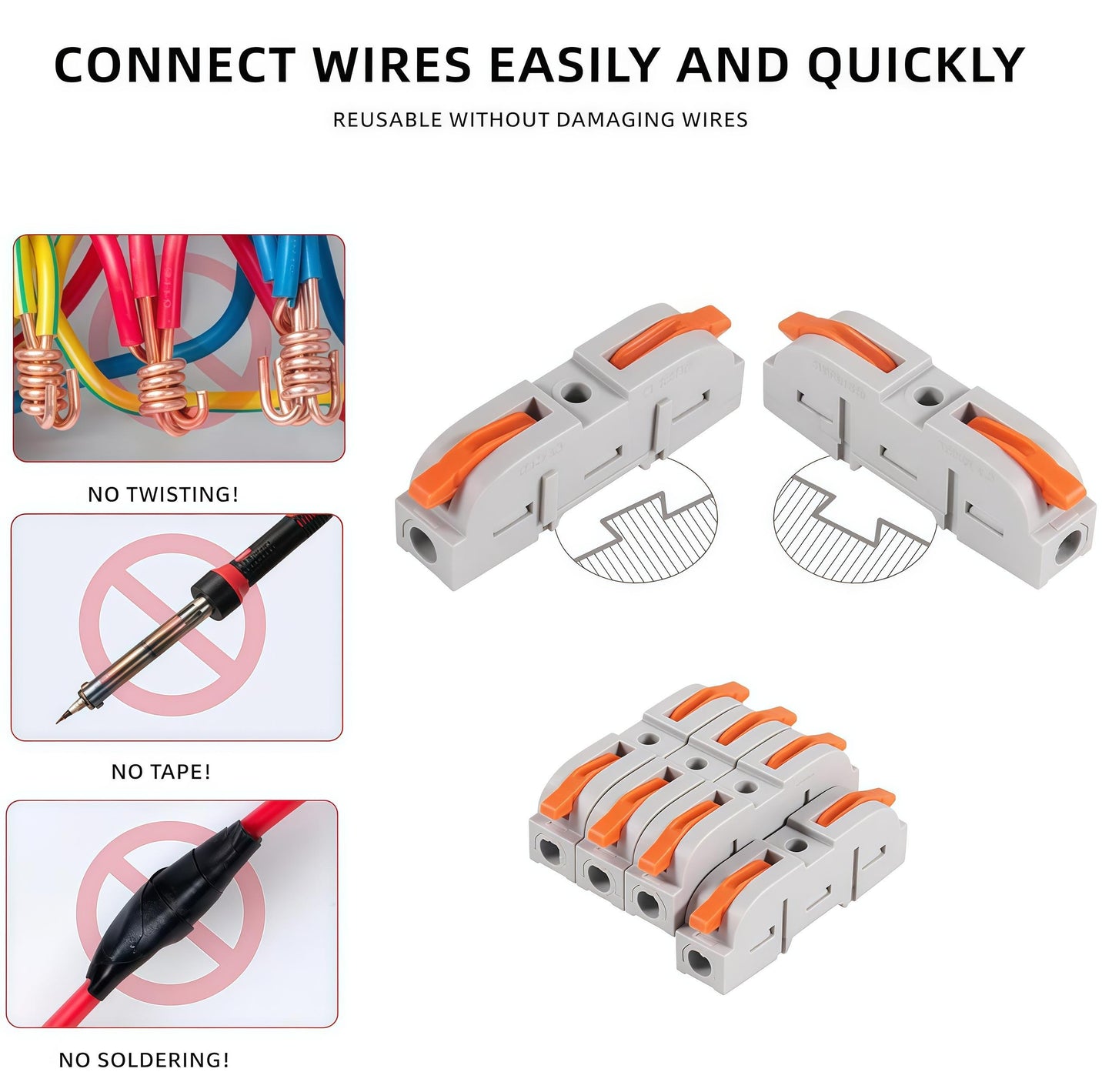 Universal Quick Lever Electrical Wire Connectors (24-12 AWG) Assortment (50/100Pcs)