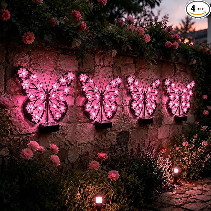 🦋☀️ New Arrival: Outdoor Metal Butterfly Solar Wall Decor ✨