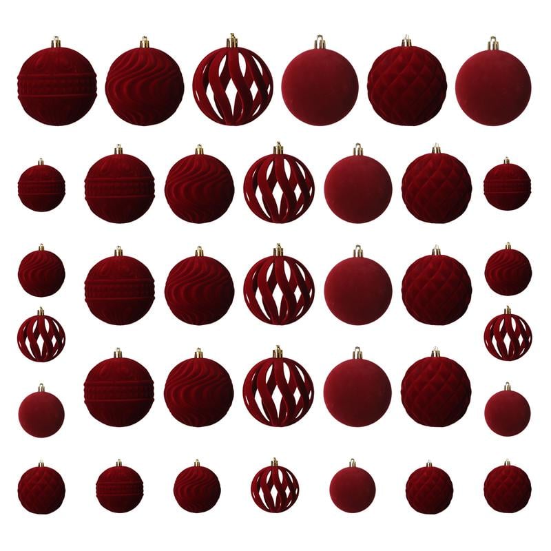 🎅Christmas Sale🎅 36 PCS Velvet Christmas Balls, Flocked Christmas Tree Ball Ornaments, Plastic Balls Xmas Decorative Hanging Ornaments Christmas Tree Decoration